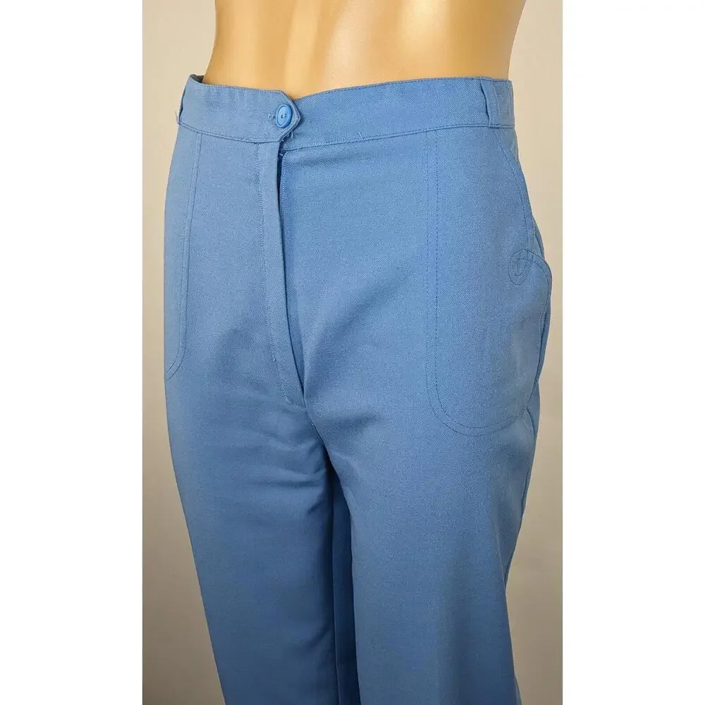 Alpaq powder blue 70s pants vintage high‎ waist trousers flare leg - Picture 5 of 9